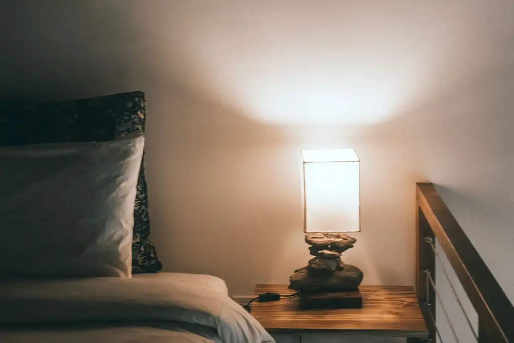 Lámpara encendida en una habitación a oscuras para atraer al mosquito