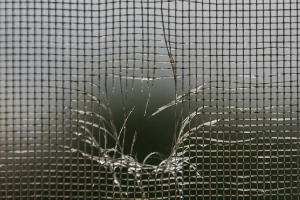 Malla mosquitera con un desgarro por donde pueden entrar mosquitos